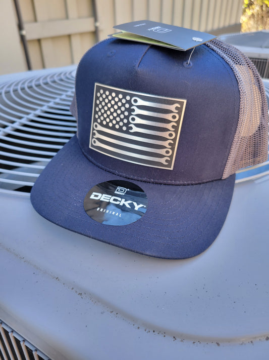 FLAG Brushed Metal Acrylic Patch Hat - FREE SHIPPING